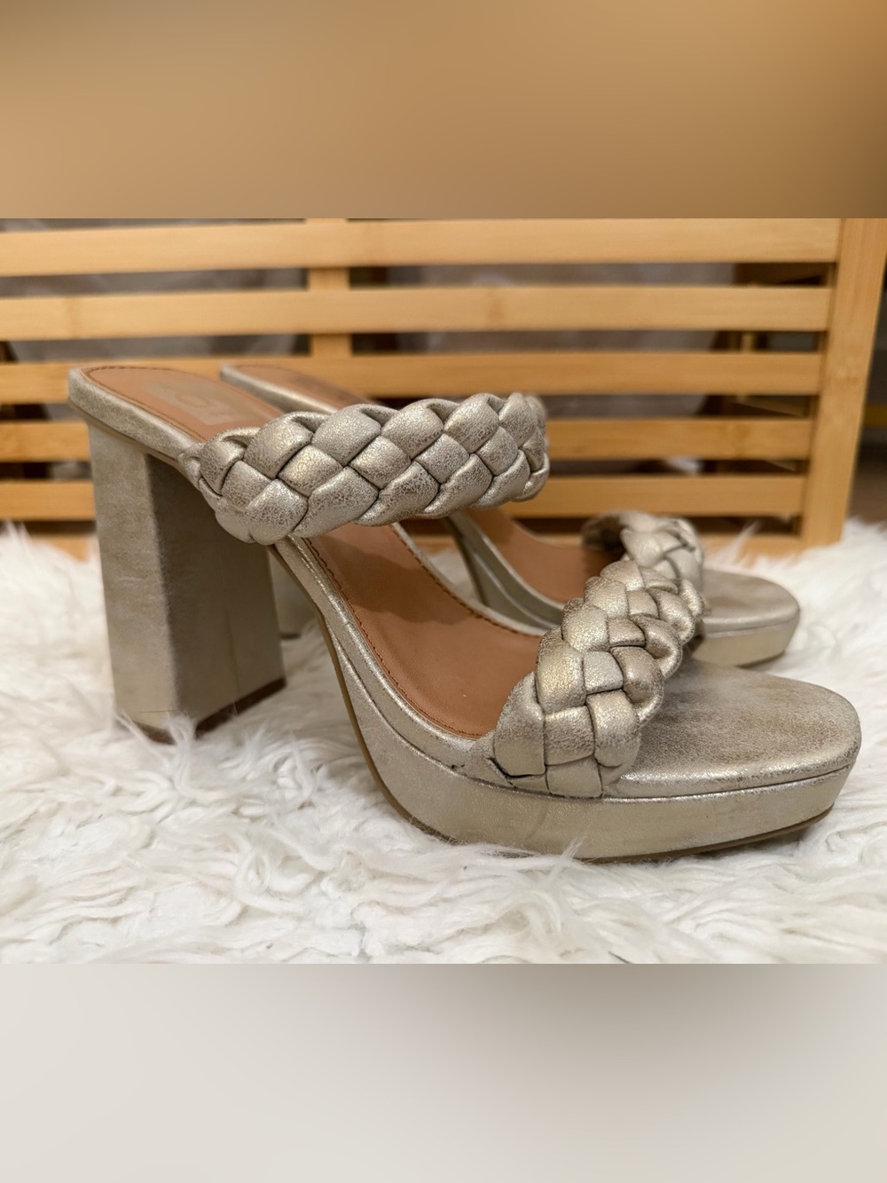 Dolce Vita Metallic Gold Braided Platform Heels Size 8